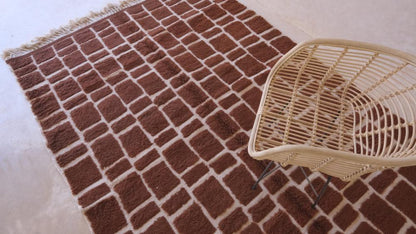 Moroccan Brown Wool Rug 9.6 x 6.5 ft / 294 x 198 cm - Surcoma