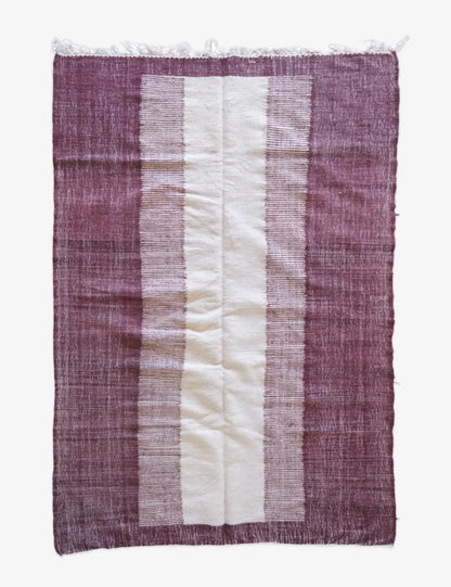 Moroccan Burgundy Flatwoven Wool Rug 8.1 x 5.3 ft / 246 x 162 cm - Surcoma