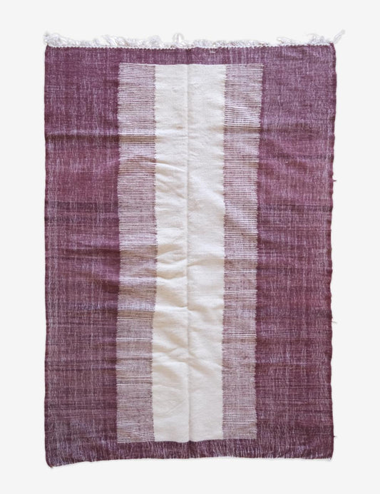 Moroccan Burgundy Flatwoven Wool Rug 8.1 x 5.3 ft / 246 x 162 cm