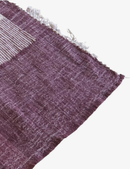 Moroccan Burgundy Flatwoven Wool Rug 8.1 x 5.3 ft / 246 x 162 cm - Surcoma