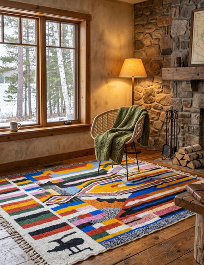 Custom Colorful Abstract Moroccan Rug - Echoes Of Love 55
