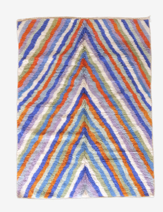 Moroccan Custom Multicolored Stripe Rug - Echoes of love 37