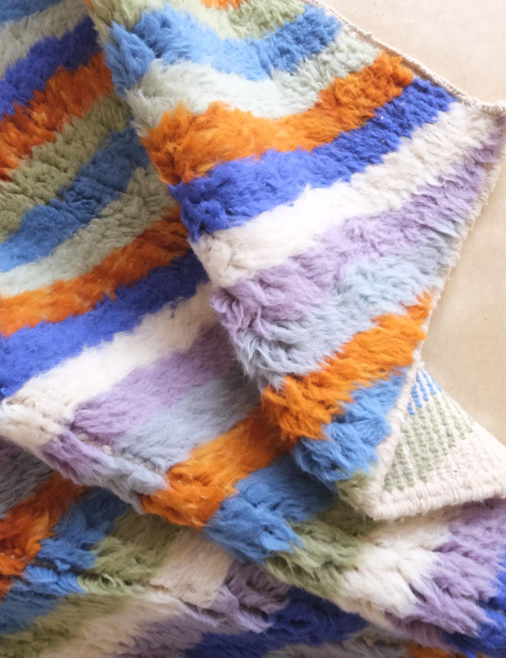 Moroccan Custom Multicolored Stripe Rug - Echoes of love 37