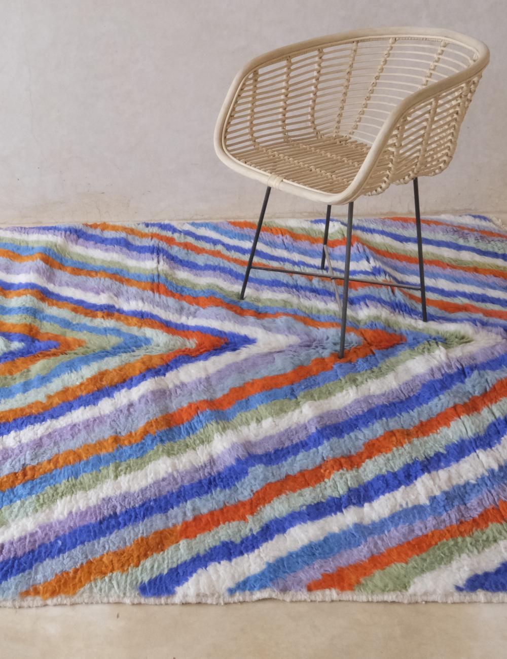 Moroccan Custom Multicolored Stripe Rug - Echoes of love 37
