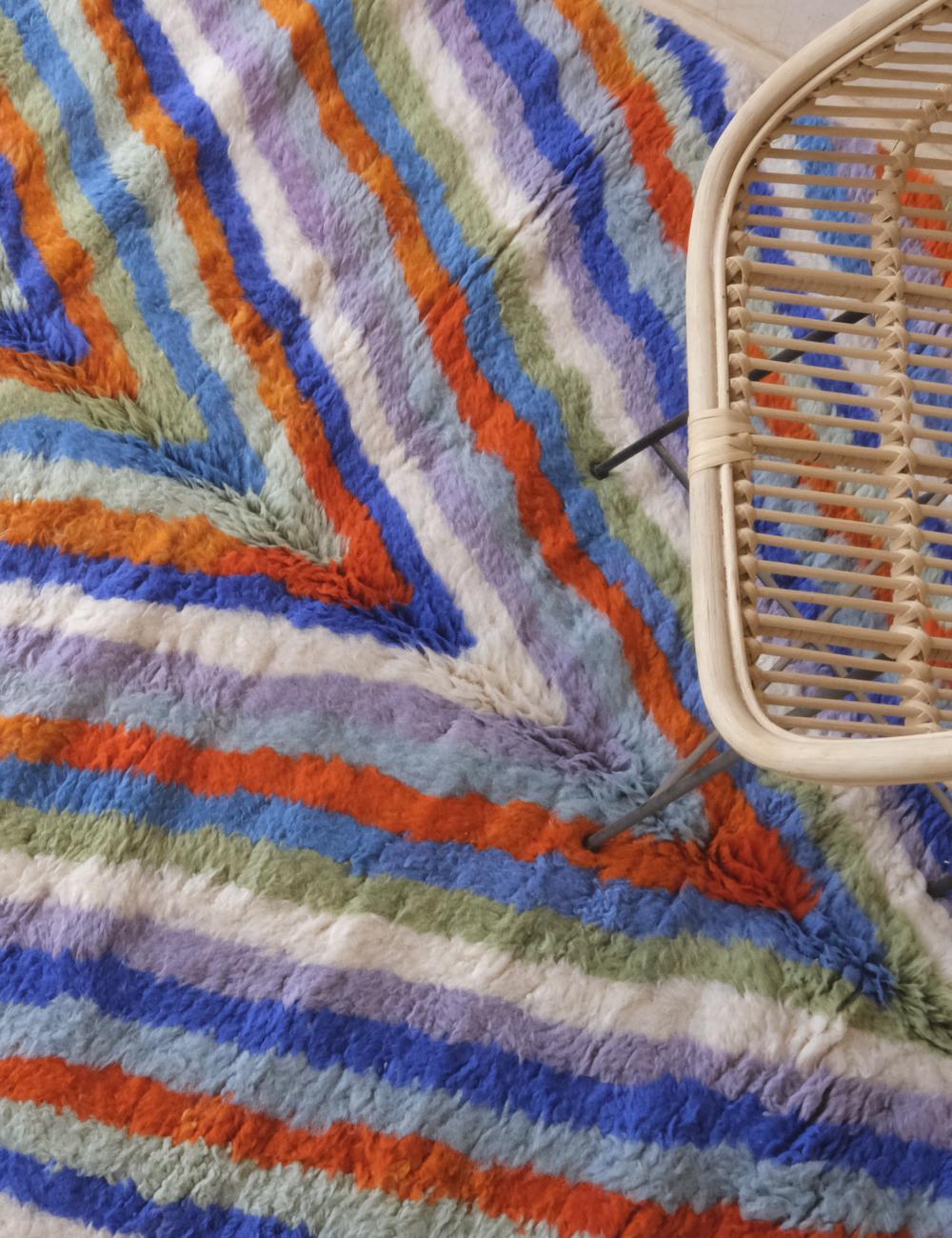 Moroccan Custom Multicolored Stripe Rug - Echoes of love 37