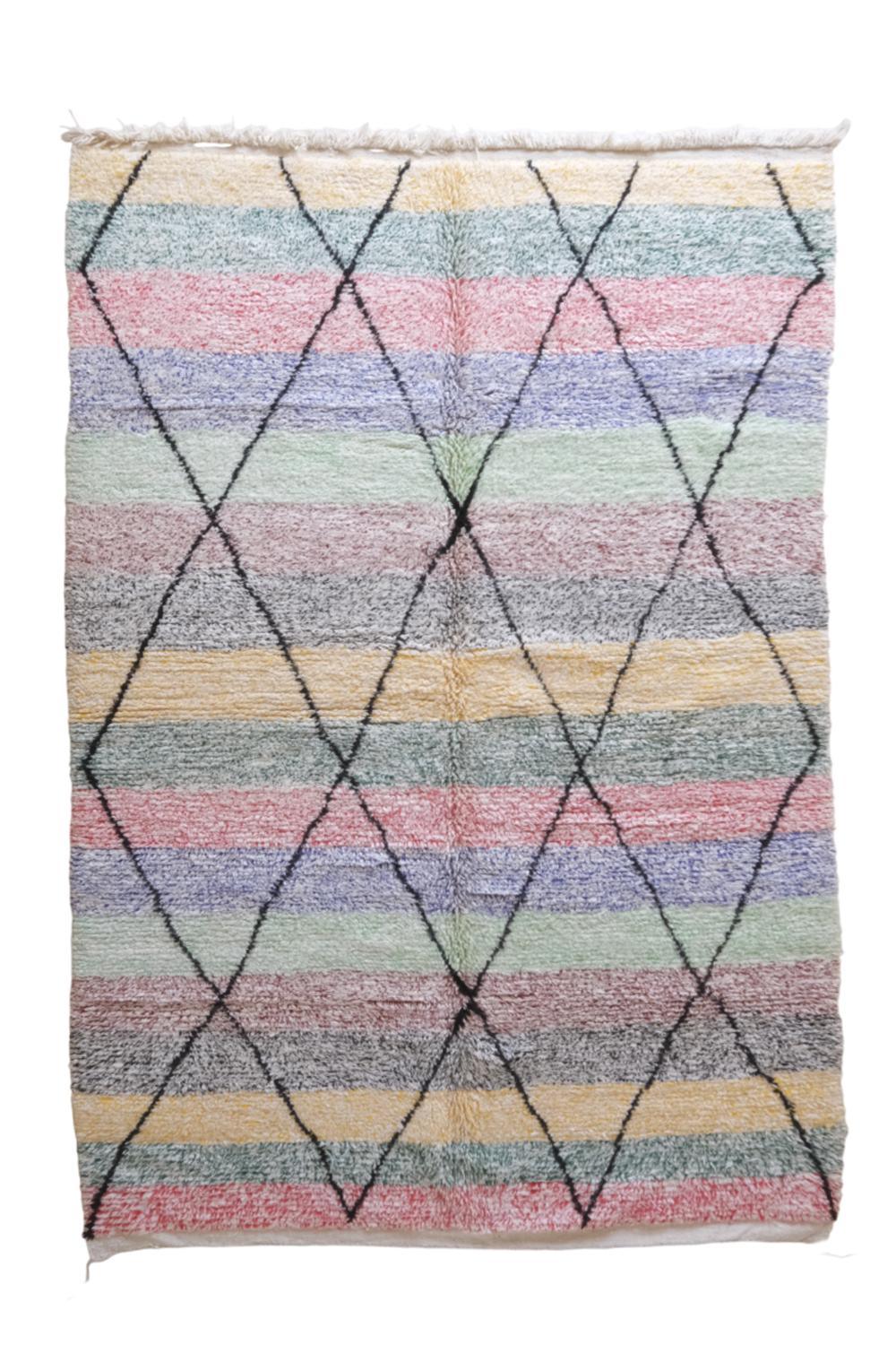 Moroccan Colorful Wool Rug 9.9 x 6.5 ft / 302 x 199 cm - Surcoma