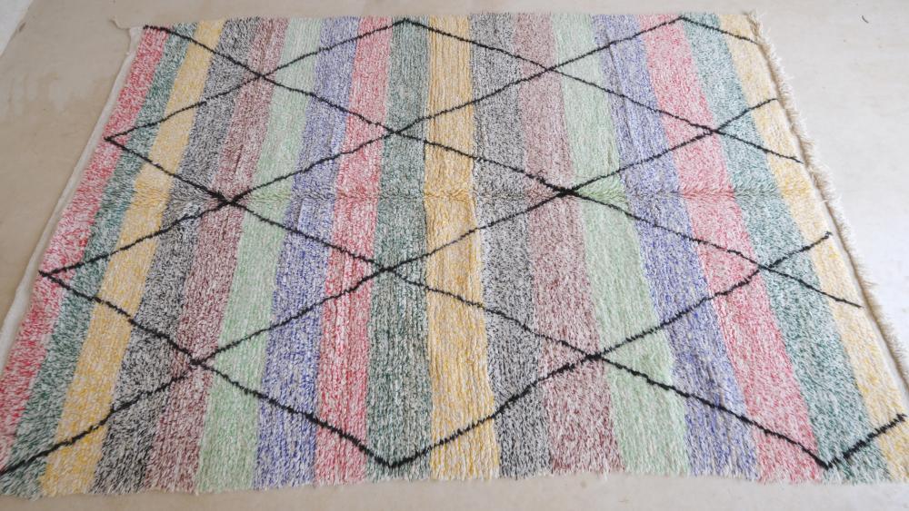 Moroccan Colorful Wool Rug 9.9 x 6.5 ft / 302 x 199 cm - Surcoma