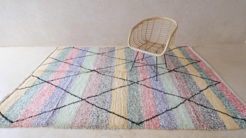 Moroccan Colorful Wool Rug 9.9 x 6.5 ft / 302 x 199 cm - Surcoma