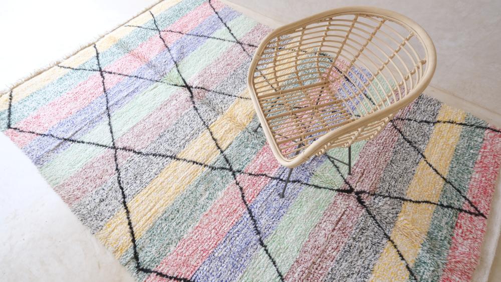 Moroccan Colorful Wool Rug 9.9 x 6.5 ft / 302 x 199 cm - Surcoma