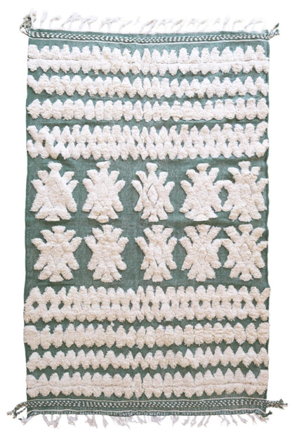 Moroccan Contemporary Green Wool Rug 10.8 x 6.8 ft / 330 x 208 cm - Surcoma