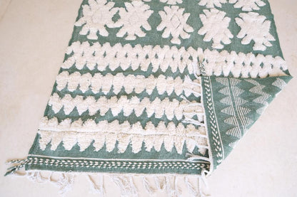 Moroccan Contemporary Green Wool Rug 10.8 x 6.8 ft / 330 x 208 cm - Surcoma