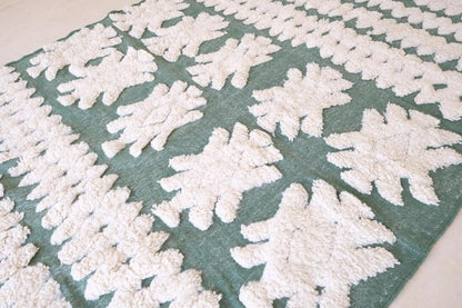 Moroccan Contemporary Green Wool Rug 10.8 x 6.8 ft / 330 x 208 cm - Surcoma