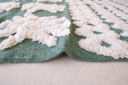 Moroccan Contemporary Green Wool Rug 10.8 x 6.8 ft / 330 x 208 cm - Surcoma
