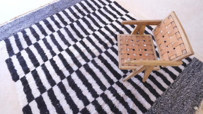 Moroccan Black and White Wool Rug 11.1 x 8.2 ft / 337 x 252 cm - Surcoma