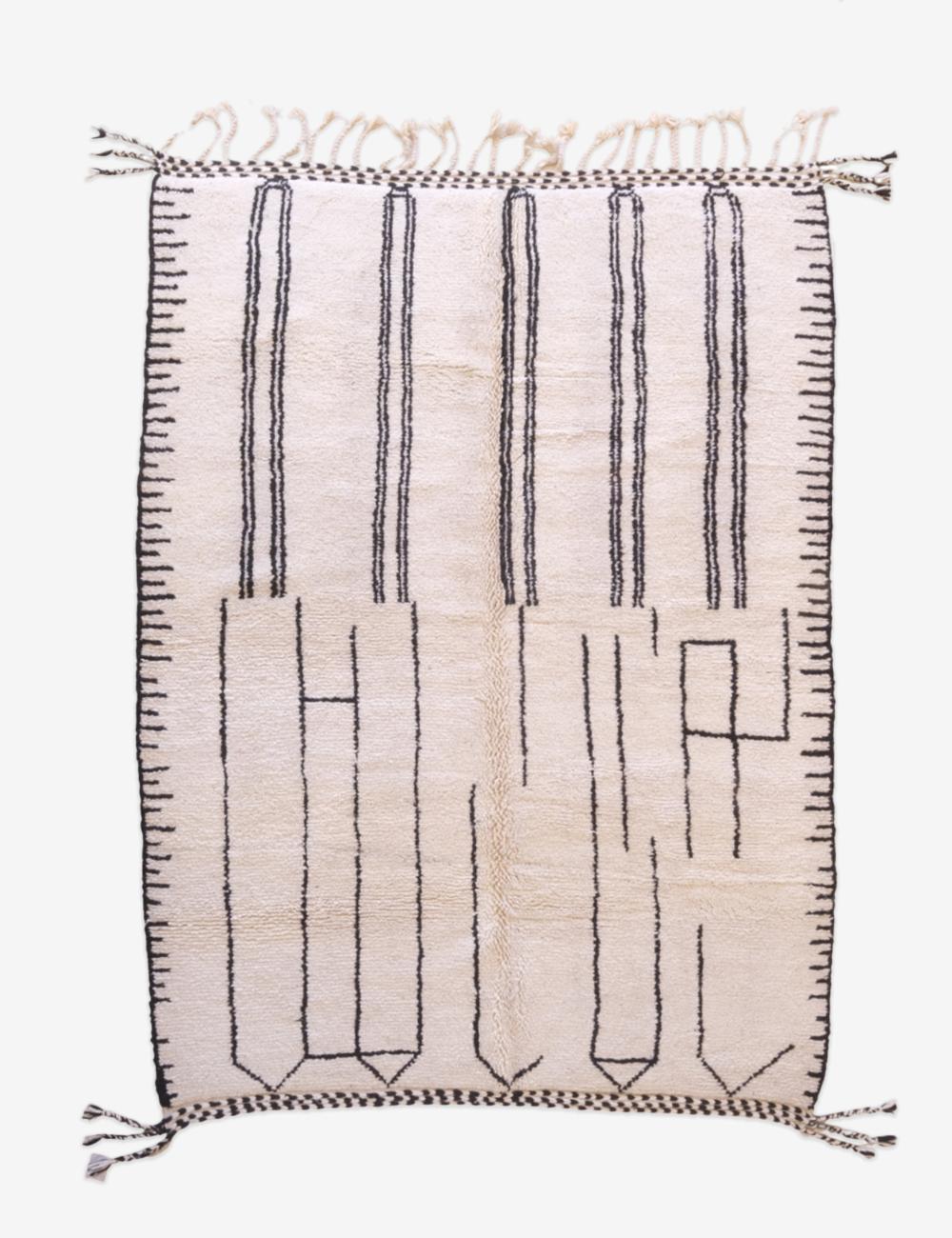 Custom White Berber Line Rug - Beni Ourain 11