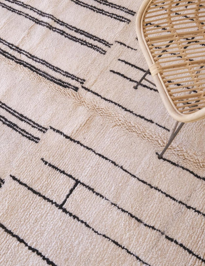 Custom White Berber Line Rug - Beni Ourain 11