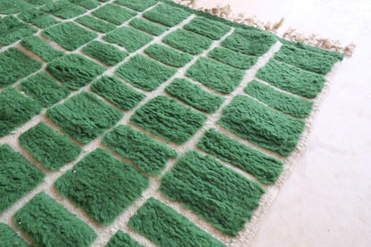 Moroccan Green Checkered Wool Rug 9.4 x 6.5 ft / 288 x 200 cm - Surcoma
