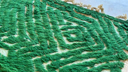 Moroccan Green Wool Rug 8.5 x 6.5 ft / 258 x 200 cm - Surcoma