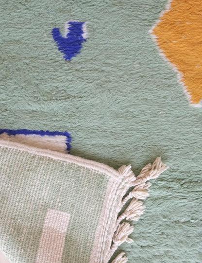Moroccan Green Wool Rug 9.4 x 8 Ft / 287 x 246 cm - Surcoma