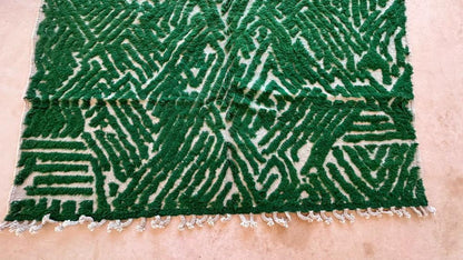 Moroccan Green Wool Rug 8.5 x 6.5 ft / 258 x 200 cm - Surcoma