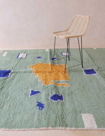 Moroccan Green Wool Rug 9.4 x 8 Ft / 287 x 246 cm - Surcoma