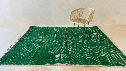 Moroccan Green Wool Rug 8.5 x 6.5 ft / 258 x 200 cm - Surcoma