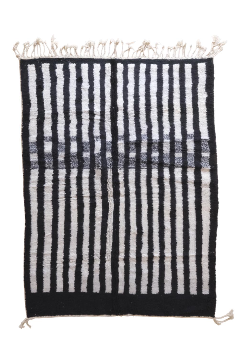 Modern Black and White Wool Rug 9.9 x 6.7 ft / 301 x 207 cm