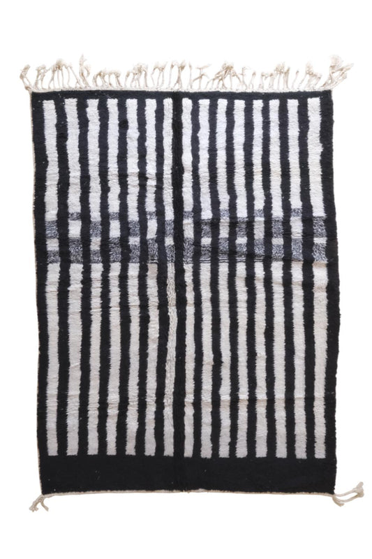 Modern Black and White Wool Rug 9.9 x 6.7 ft / 301 x 207 cm