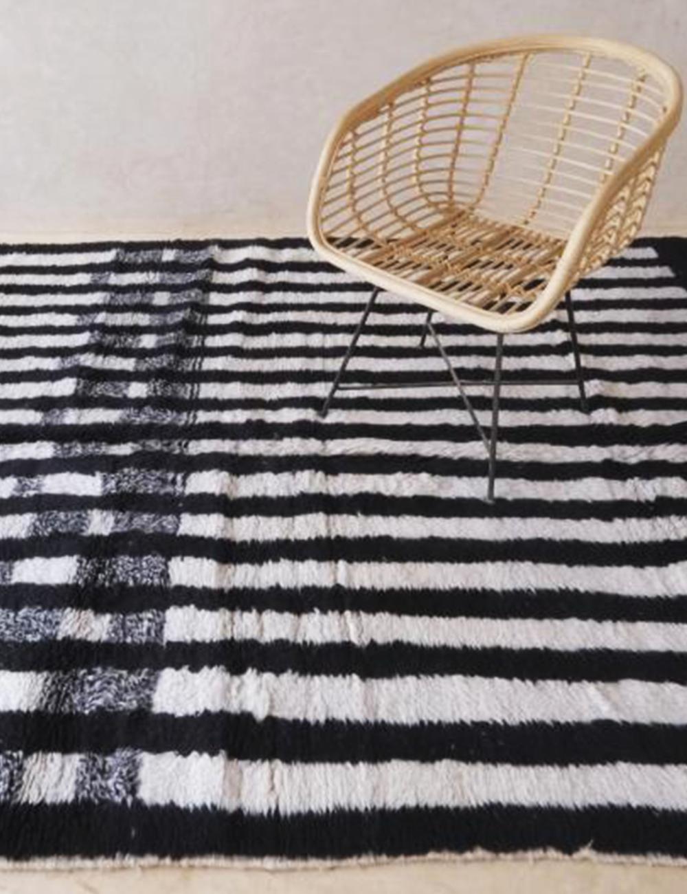 Custom Black and White Moroccan Rug - Forma 21