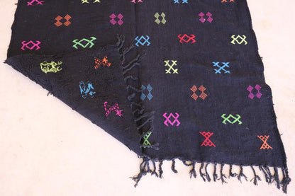 Moroccan Modern Black Kilim Boujad Rug 7.6 x 4.7 ft / 232 x 146 cm - Surcoma