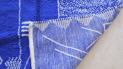 Moroccan Modern Blue Wool Rug 10.4 x 6.1 ft / 316 x 186 cm - Surcoma