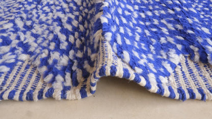 Moroccan Modern Blue Wool Rug 10.4 x 6.1 ft / 316 x 186 cm - Surcoma