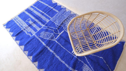 Moroccan Modern Blue Wool Rug 10.4 x 6.1 ft / 316 x 186 cm - Surcoma