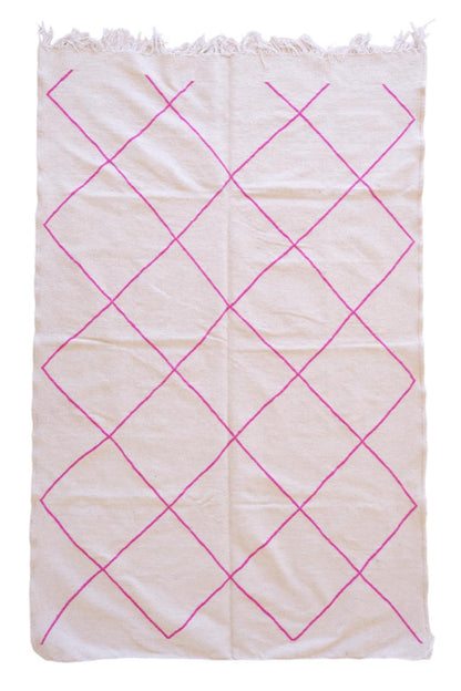 Moroccan Modern Kilim Beni Ourain Rug 7.7 x 4.9 ft / 236 x 152 cm - Surcoma