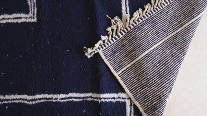 Moroccan Modern Navy Blue Wool Rug 9.3 x 6.7 ft / 284 x 207 cm - Surcoma