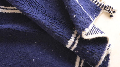 Moroccan Modern Navy Blue Wool Rug 9.3 x 6.7 ft / 284 x 207 cm - Surcoma