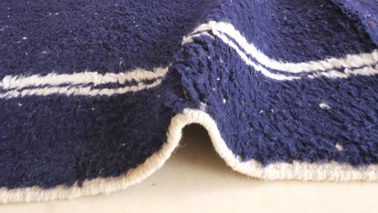 Moroccan Modern Navy Blue Wool Rug 9.3 x 6.7 ft / 284 x 207 cm - Surcoma