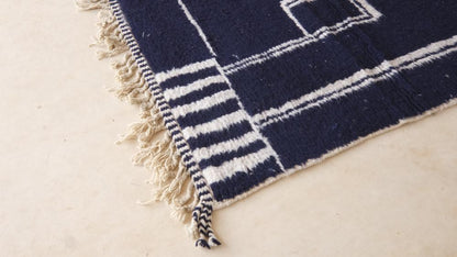 Moroccan Modern Navy Blue Wool Rug 9.3 x 6.7 ft / 284 x 207 cm - Surcoma