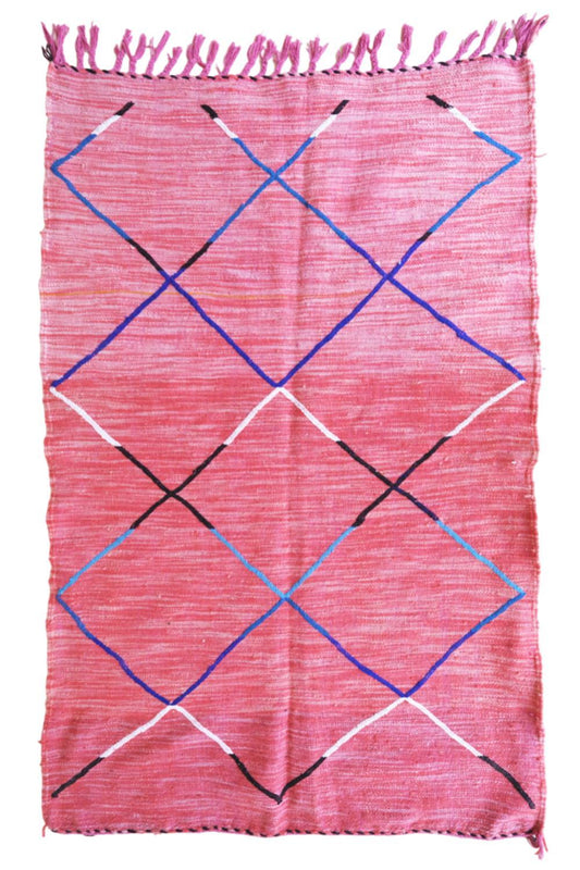 Moroccan Modern Pink Small kilim rug 5.1 x 3.2 ft / 154 x 98 cm