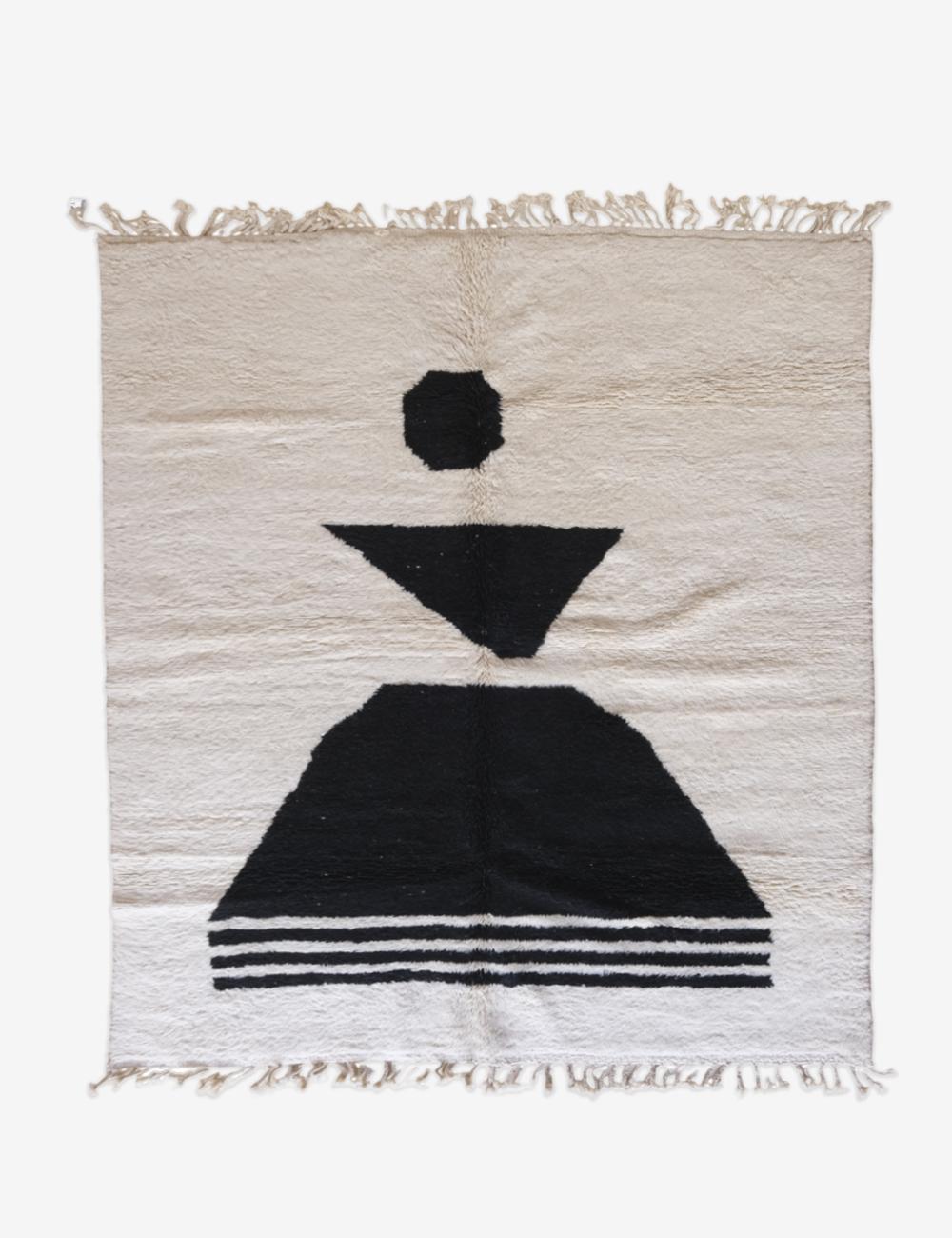 Moroccan Custom Black and White Area Rug - Forma 47