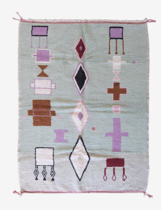 Moroccan Custom Sage Green Wool Rug