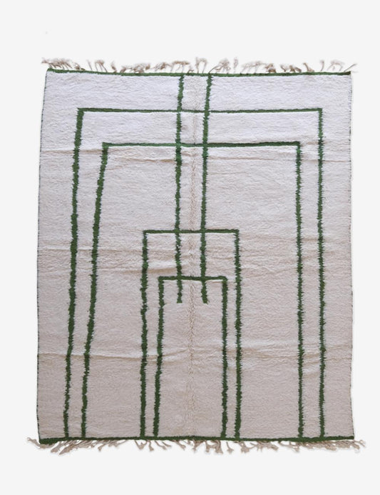 Moroccan Green Geometry Wool Rug - Forma 55