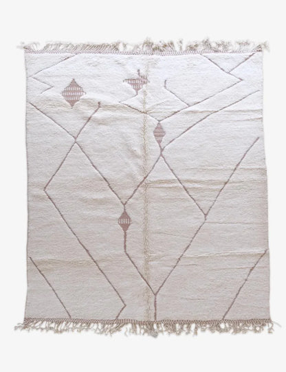 White Moroccan Modern Wool Rug 9.7 x 8.3 ft / 296 x 255 cm - Surcoma