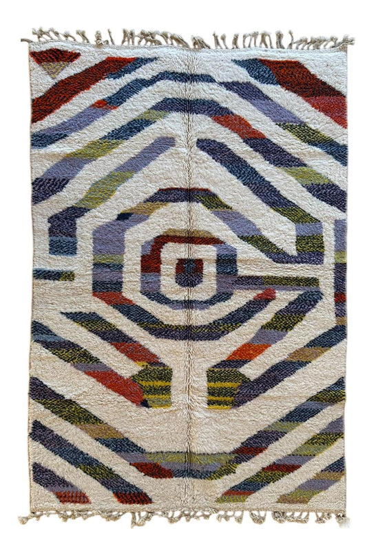 Moroccan Modern Wool Rug 9.6 x 6.4 ft / 294 x 197 cm - Surcoma