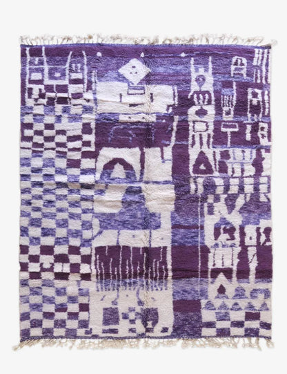 Purple Modern Moroccan Wool Rug 9.9 x 8.2 ft / 301 x 250 cm - Surcoma