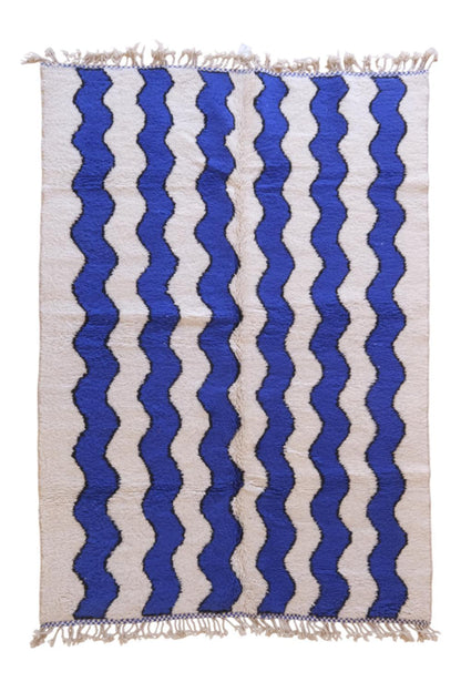 Blue Moroccan Modern Rug 9.6 x 6.5 ft / 293 x 200 cm - Surcoma