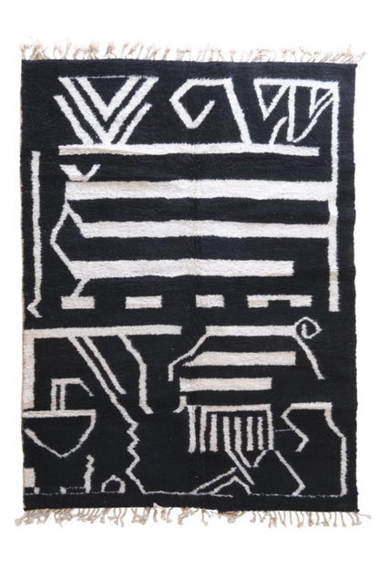 Black Moroccan Modern Rug 9.8 x 6.7 ft / 298 x 207 cm - Surcoma