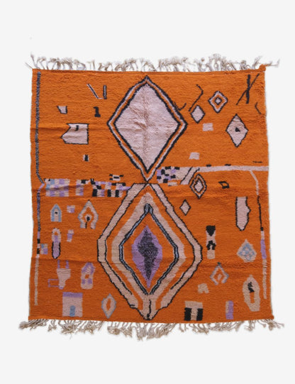 Orange Moroccan Wool Rug - Echoes Of Love 65