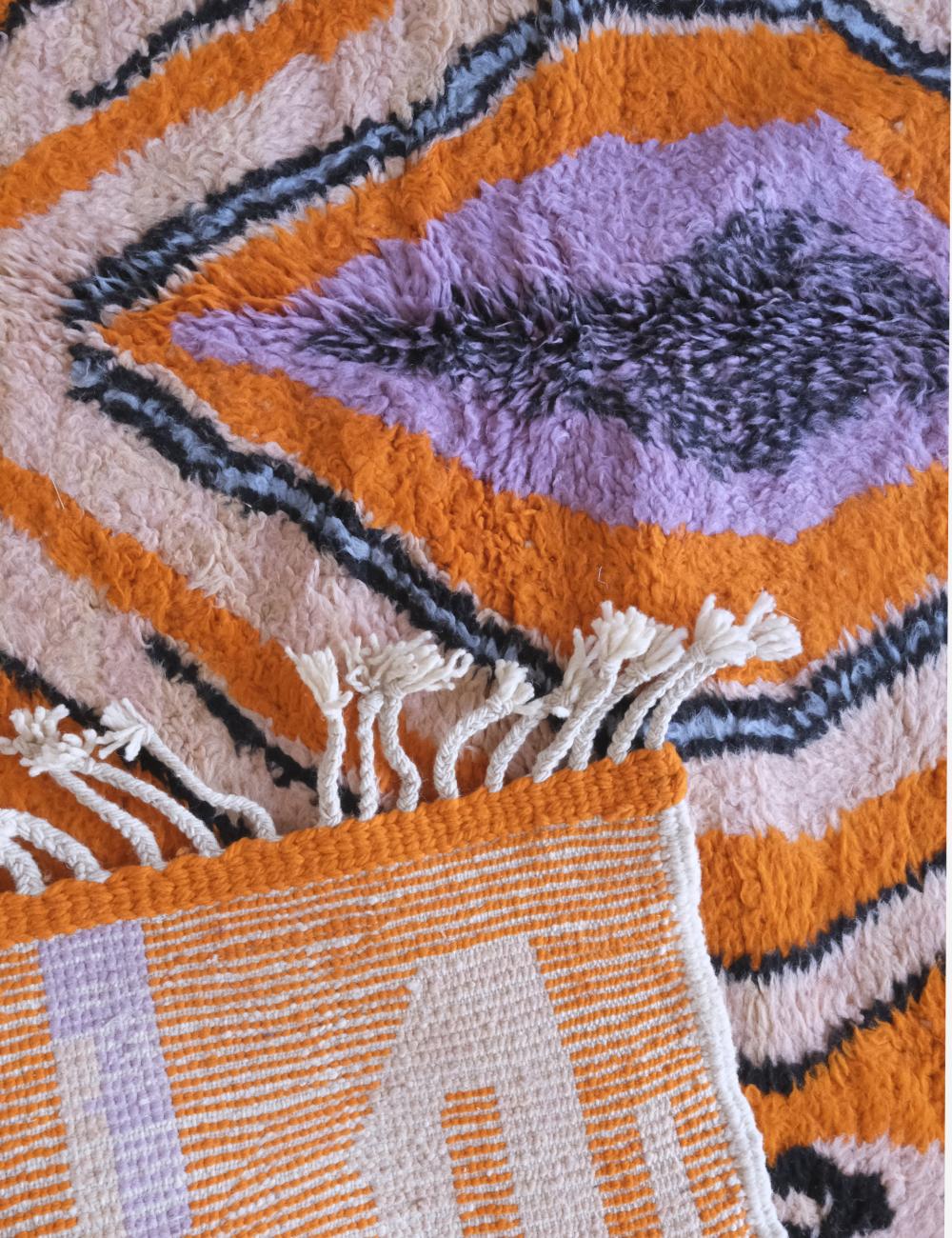 Orange Moroccan Wool Rug - Echoes Of Love 65