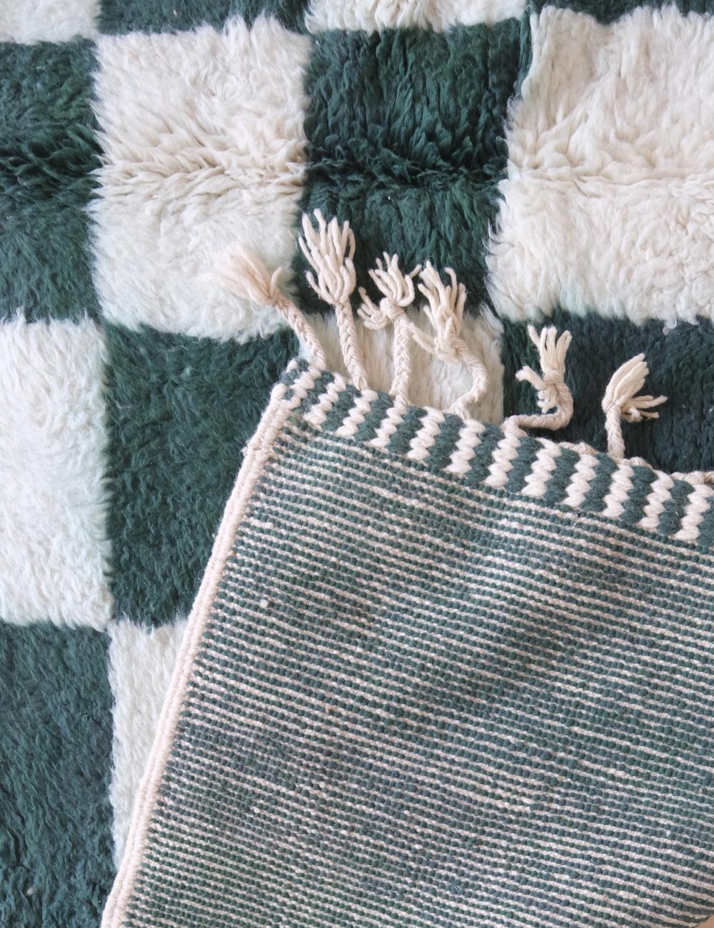 Deep Green Checkerboard Wool Rug - Forma 54